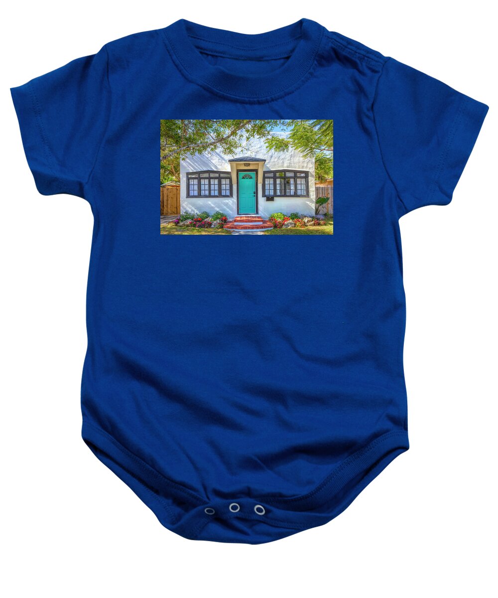 Fence Baby Onesie featuring the photograph Lake Worth Beach Home and Cottage Tour 221 North Ocean Breeze by Debra and Dave Vanderlaan
