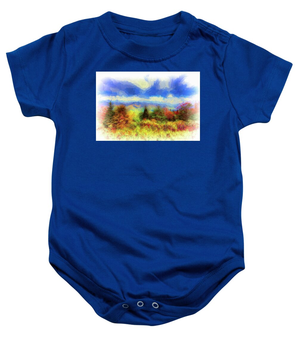Mountains Baby Onesie featuring the painting Landscapes and mountains Blue Ridge Rainbow Autumn ap 1213 by Dan Carmichael