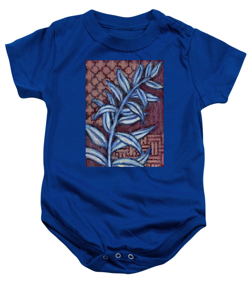 Leaf Baby Onesie featuring the painting Leaf And Design Vintage Brown 5 by Amy E Fraser