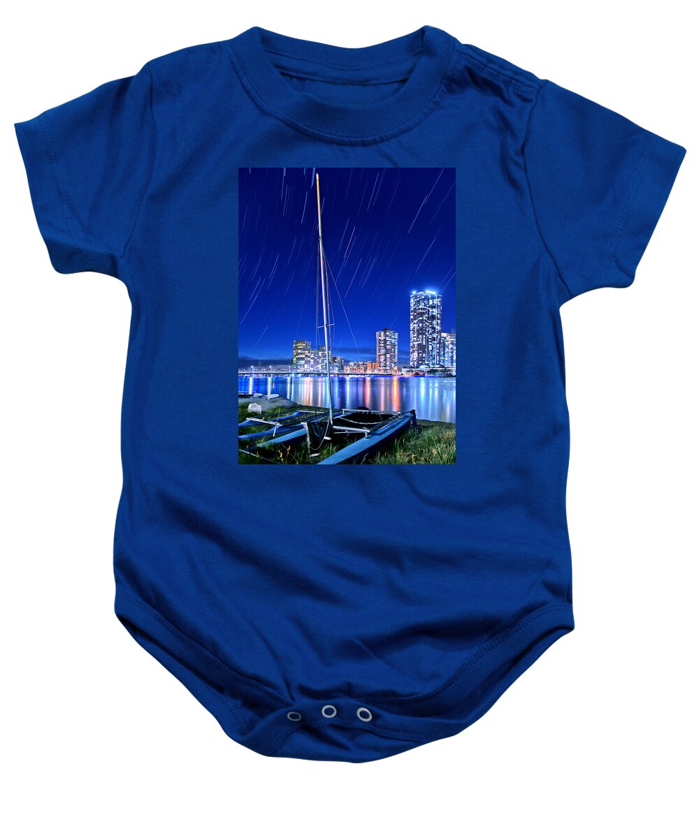 Startrail Baby Onesie featuring the photograph Let's Go Sailing One Day by Az Jackson