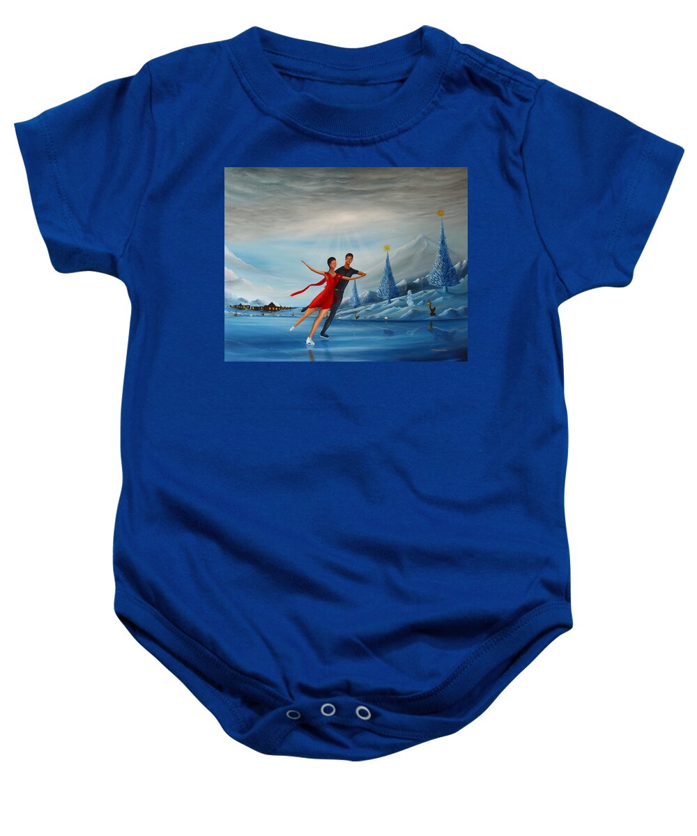 Christmas Baby Onesie featuring the painting Loving Ice by Torrence Ramsundar