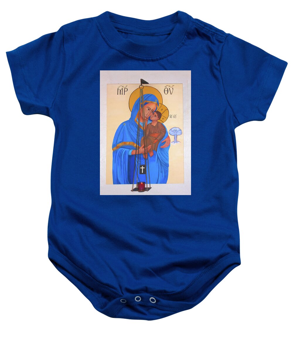 Church Baby Onesie featuring the photograph Madonna and Child by Jerry Griffin