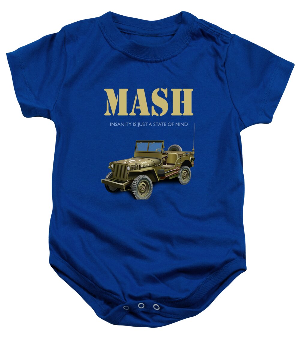 Mash Baby Onesie featuring the digital art Mash TV series poster by Movie Poster Boy
