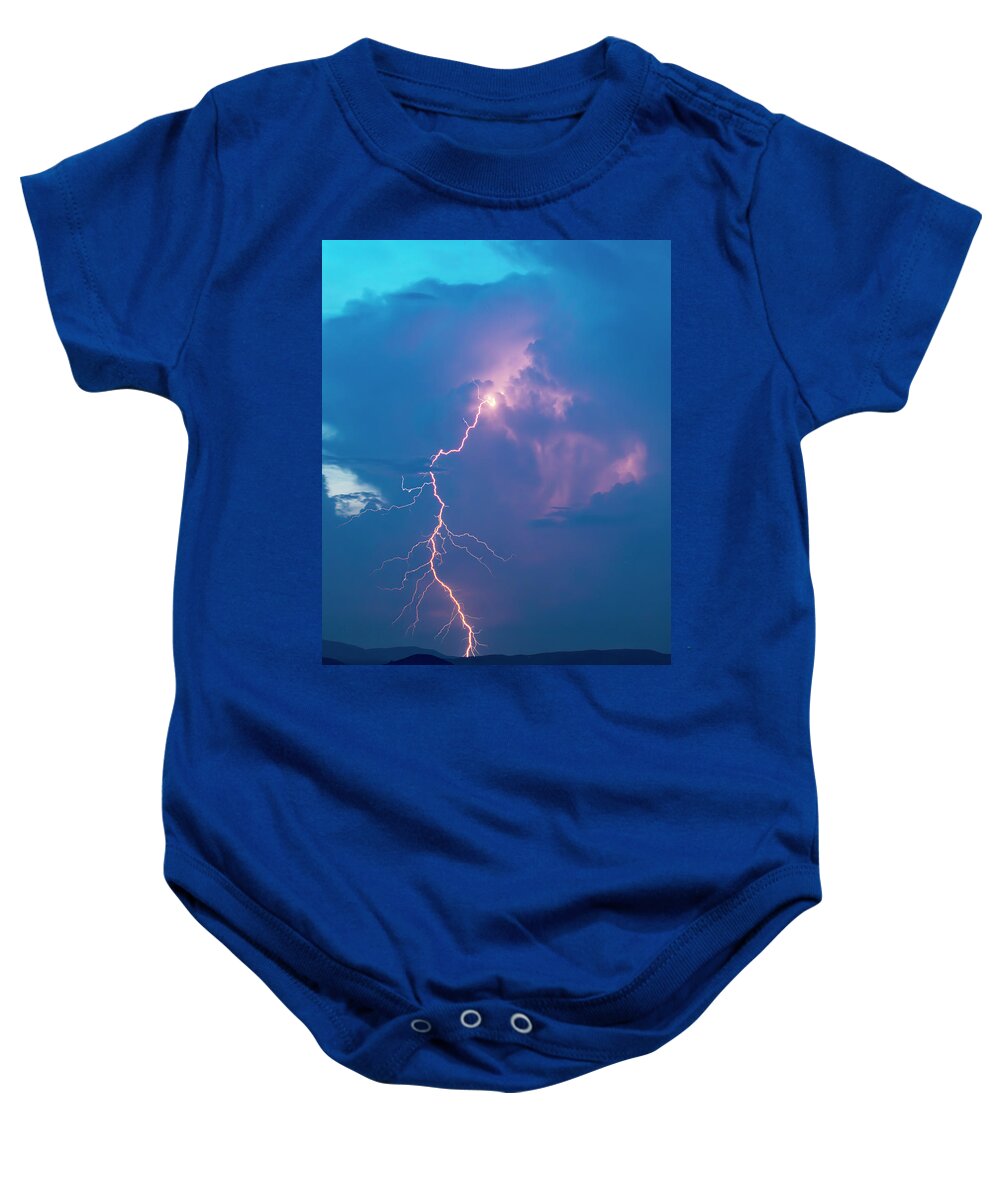 Lightning Baby Onesie featuring the photograph Massive Lightning Stroke in Color by Charles Floyd