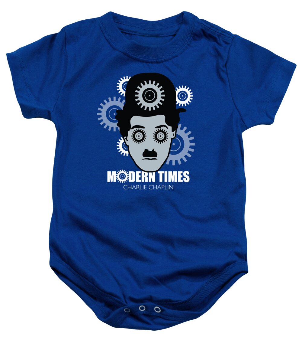 Modern Times Baby Onesie featuring the digital art Modern Times - Alternative Movie Poster by Movie Poster Boy