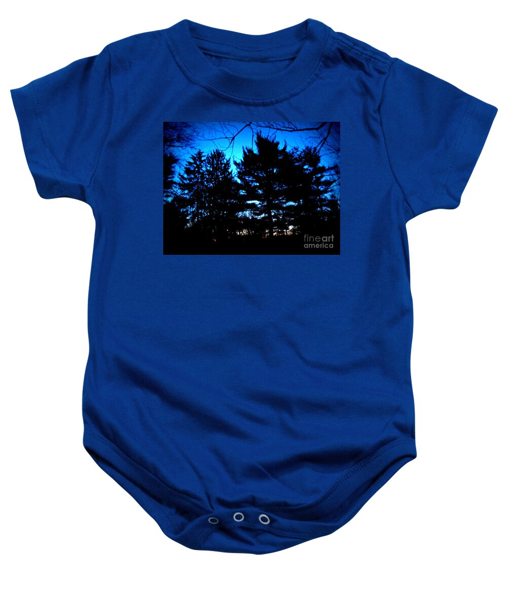 Nature Baby Onesie featuring the photograph Morning Blue Hour Abstract Silhouette by Frank J Casella