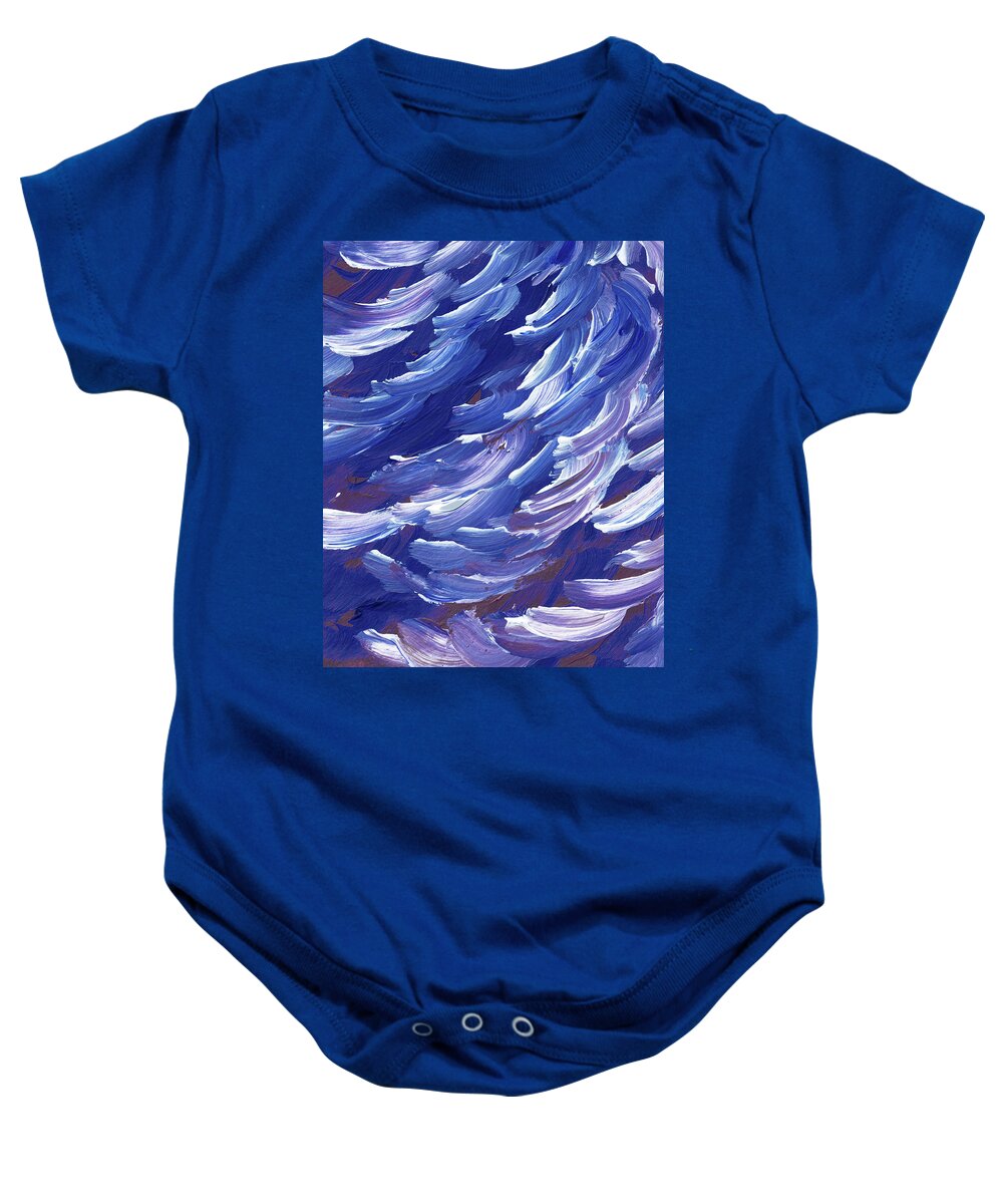 Ocean Baby Onesie featuring the painting Ocean Wave Splash On The Shore Coastal Breeze Blues by Irina Sztukowski