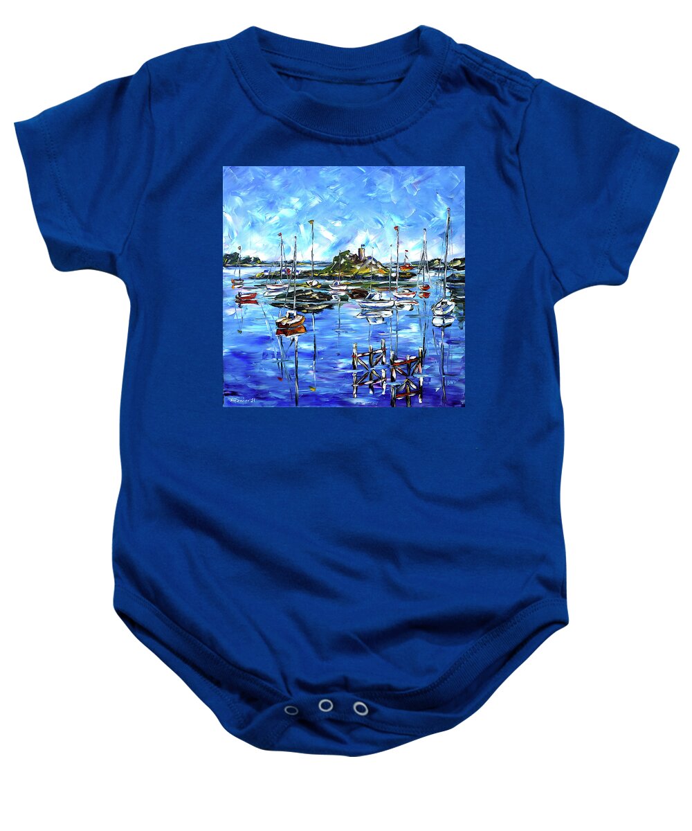 Harbor Scene Baby Onesie featuring the painting Off The Coasts Of Brittany by Mirek Kuzniar