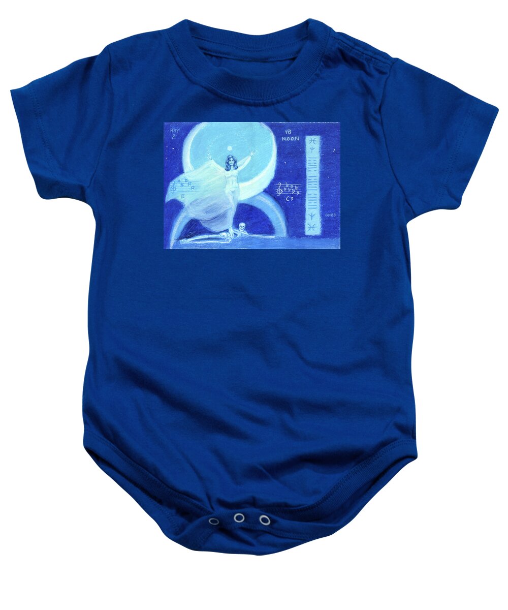 Major Arcana Baby Onesie featuring the pastel Pisces 18 - Moon by Gary Nicholson