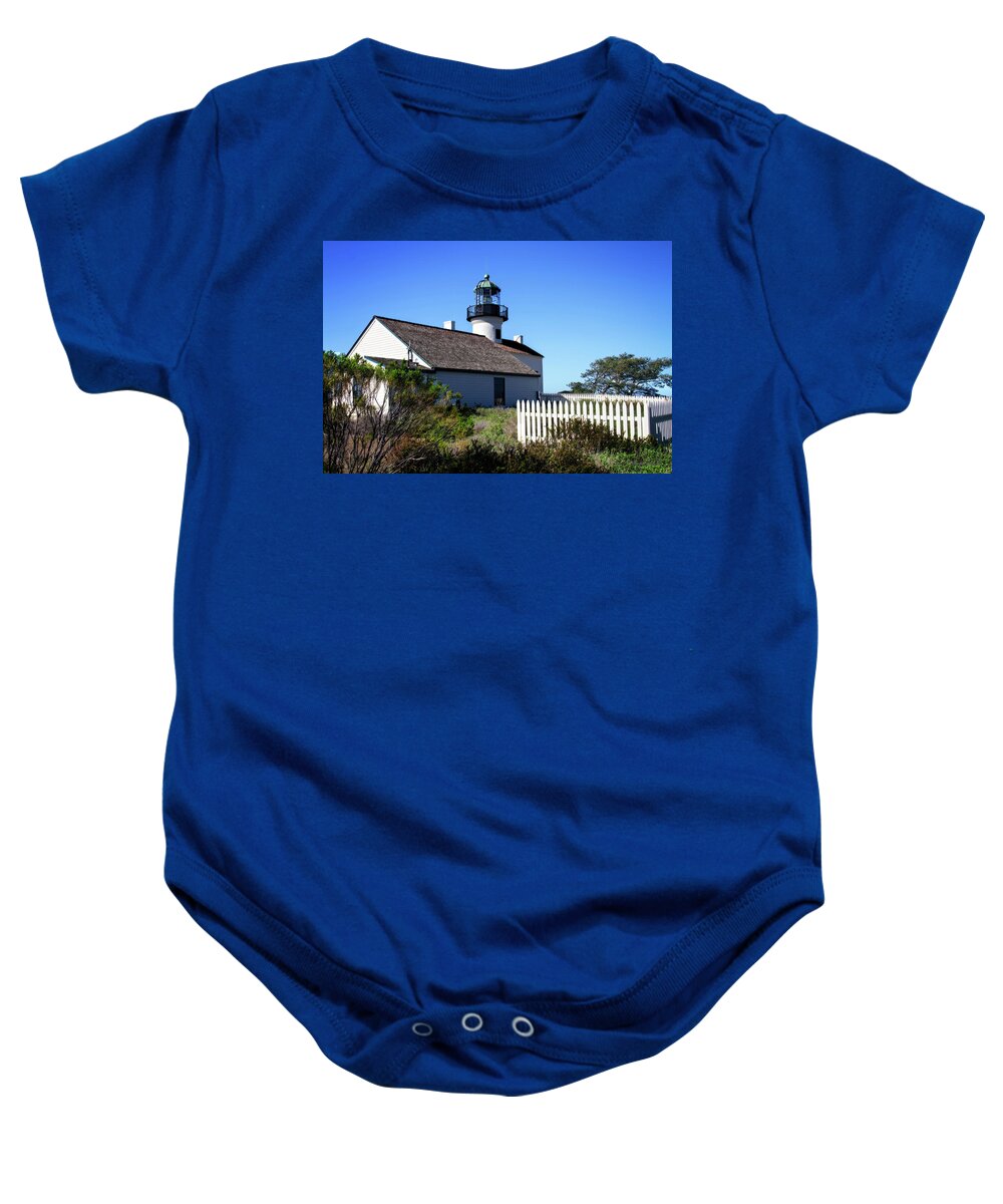 Color Baby Onesie featuring the photograph Point Loma Lighthouse -2 by Alan Hausenflock