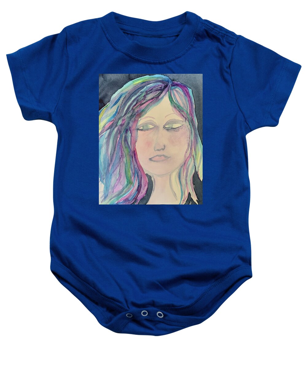 Heart Baby Onesie featuring the painting Reflection by Sandy Rakowitz