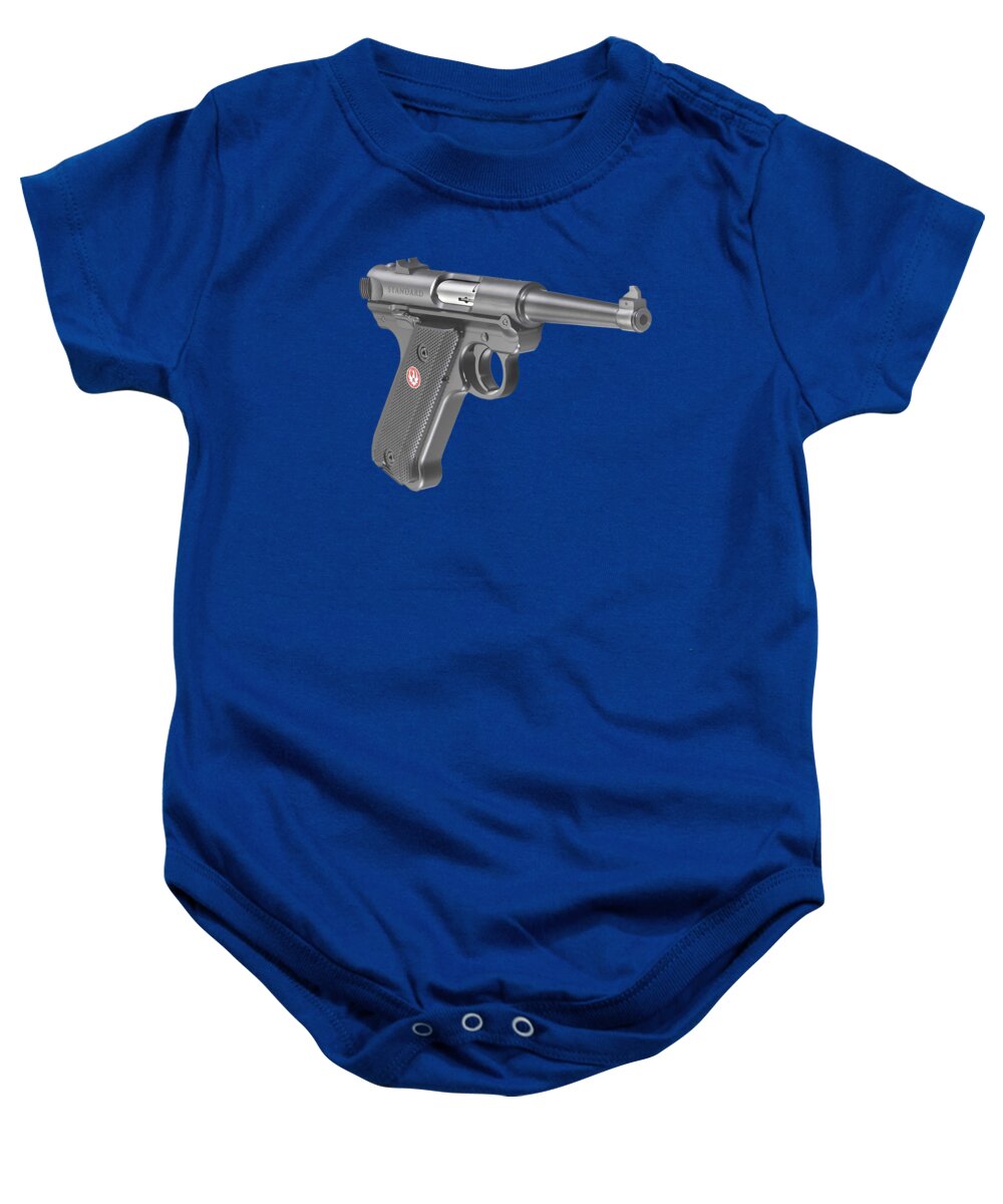 Ruger Baby Onesie featuring the mixed media Ruger Standard Model 22 Long Rifle Pistol Tree Texture by Movie Poster Prints