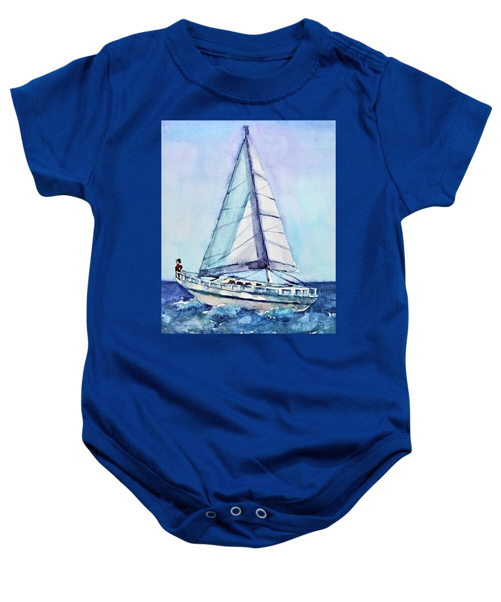  Baby Onesie featuring the painting Sailing by Mikyong Rodgers