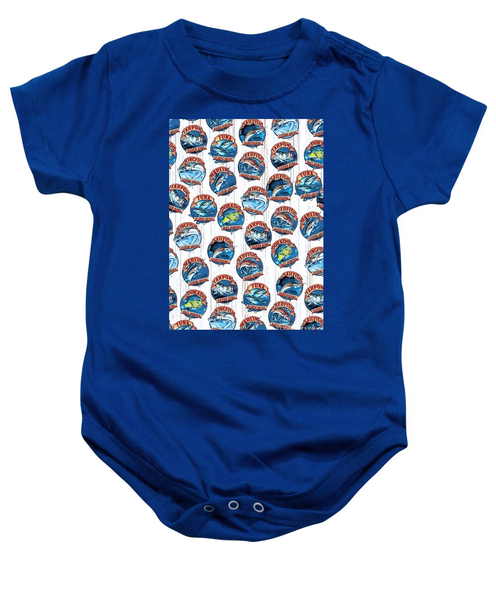 Jq Licensing Baby Onesie featuring the painting Saltwater Fish fabric by Jon Q Wright