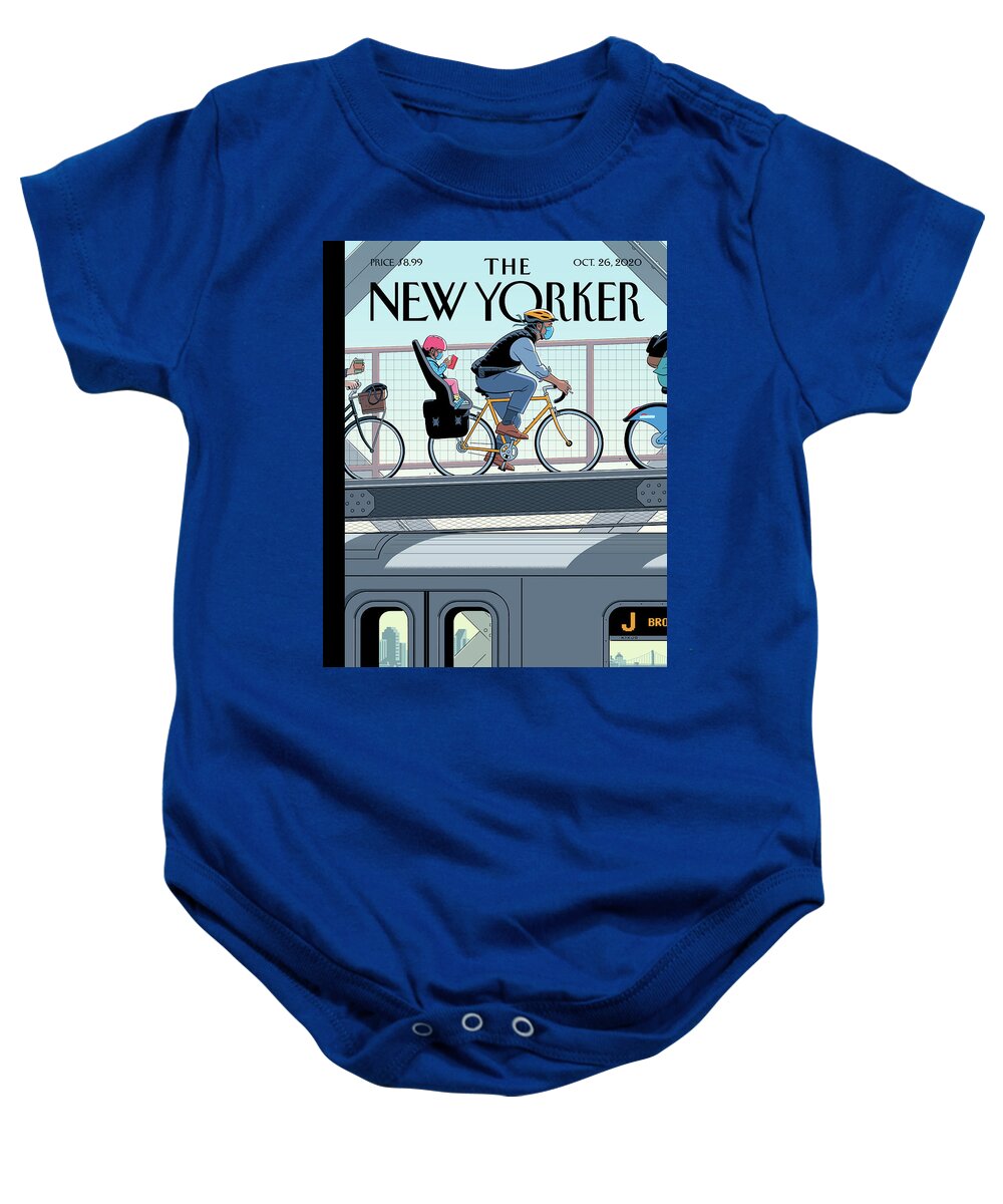 Nyc Baby Onesie featuring the digital art Shifting Gears by R Kikuo Johnson
