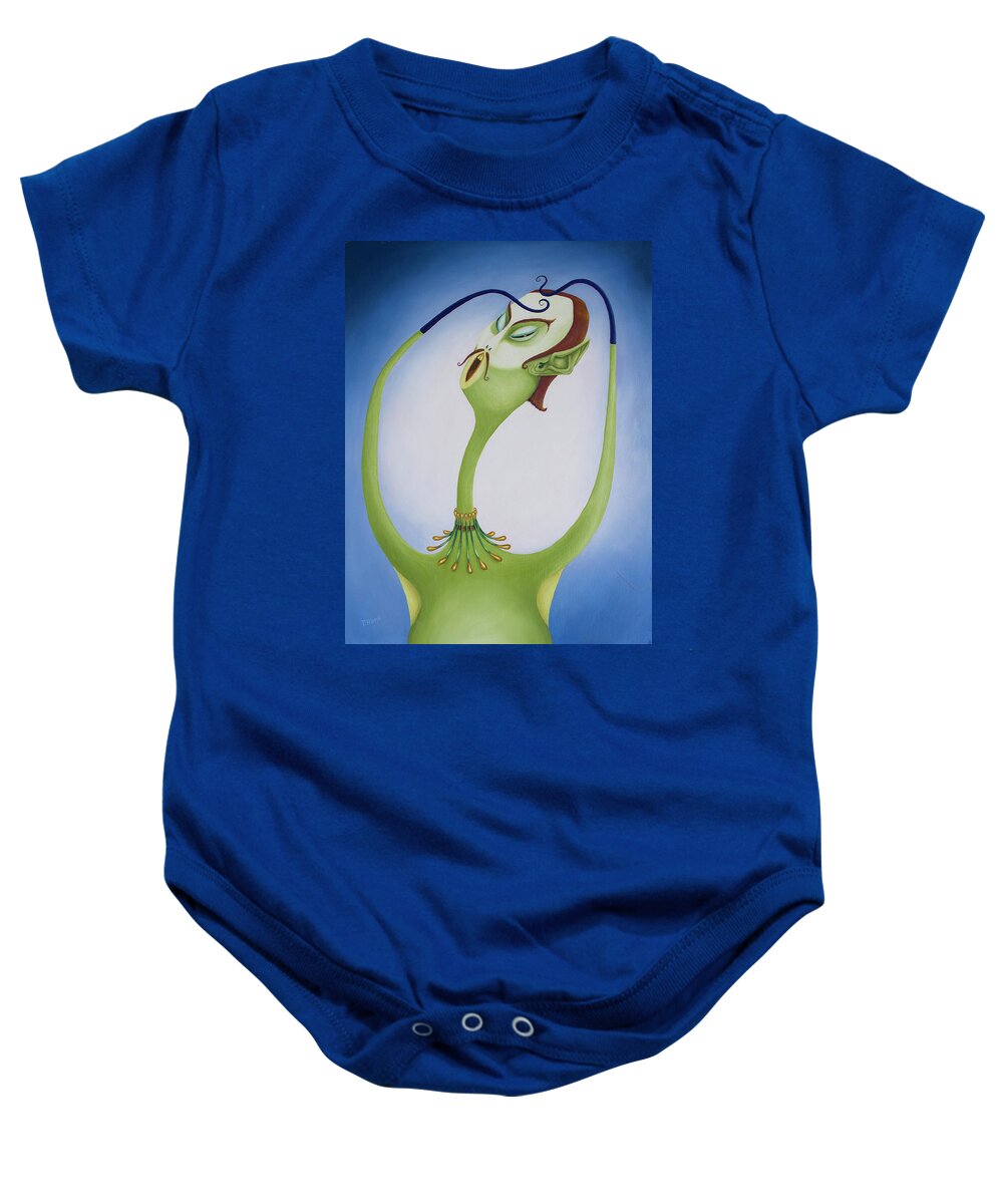 Alien Baby Onesie featuring the painting Sir Annis McChow by Hone Williams