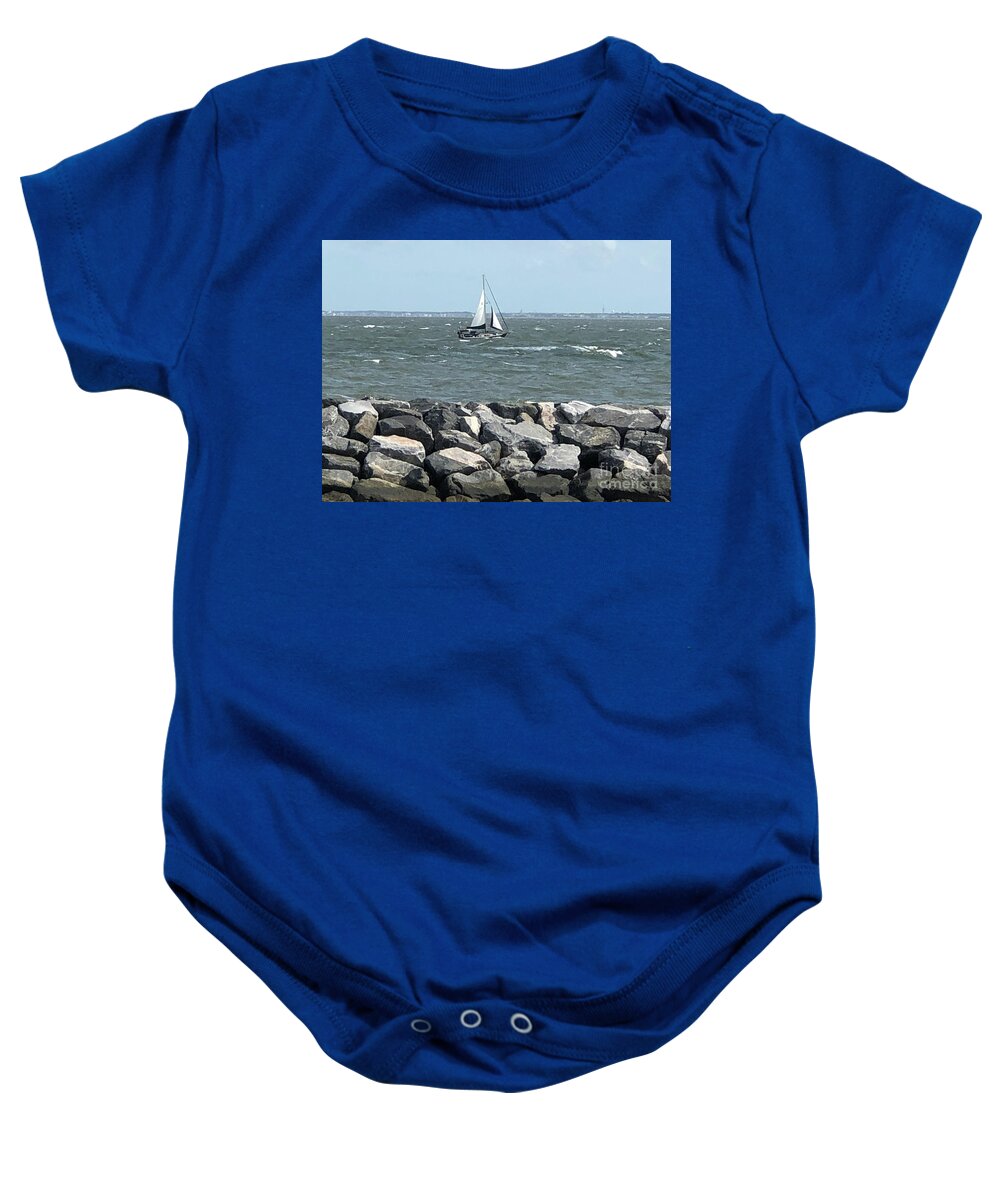 Seagull Baby Onesie featuring the photograph Smooth Sailing Clouds by Catherine Wilson