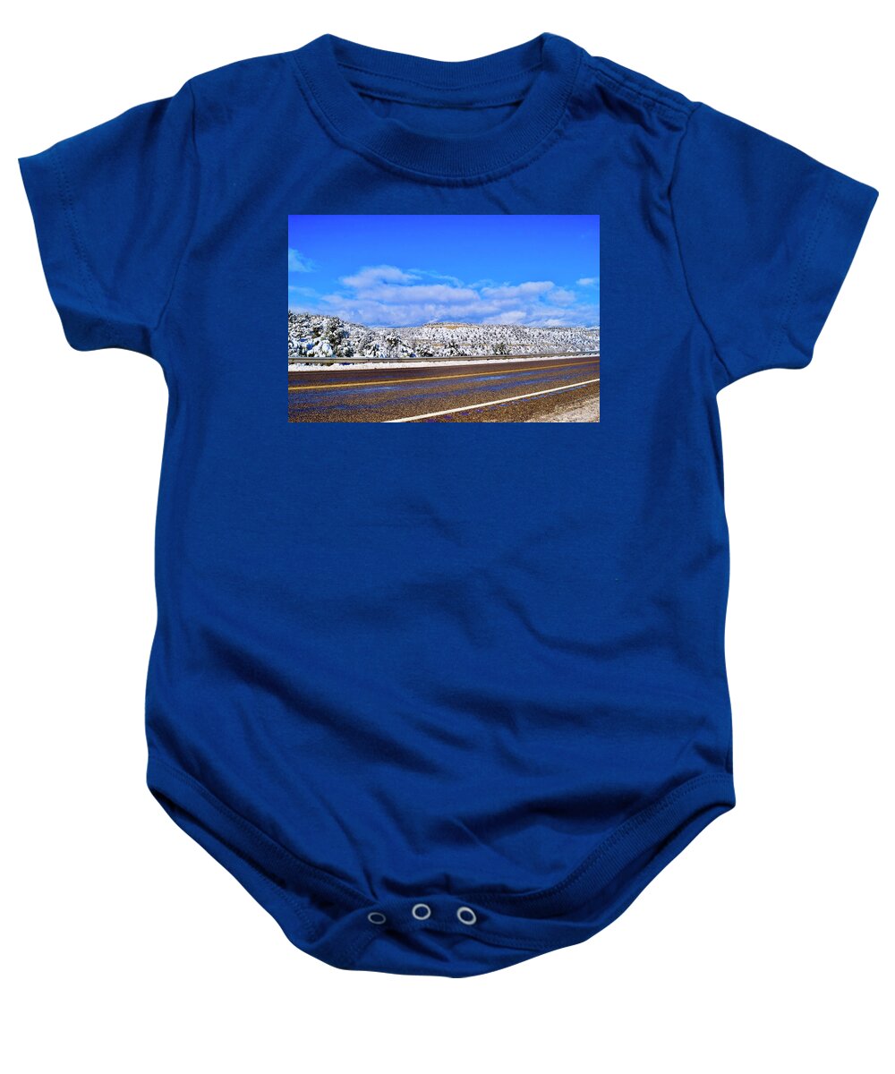 Zion Baby Onesie featuring the photograph Panoramic Winter Snow by Bnte Creations