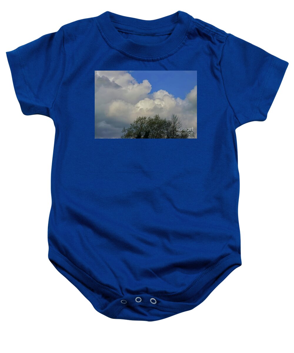 Digital Art Baby Onesie featuring the photograph Spring clouds at Chadderton Hall Park Manchester UK by Pics By Tony
