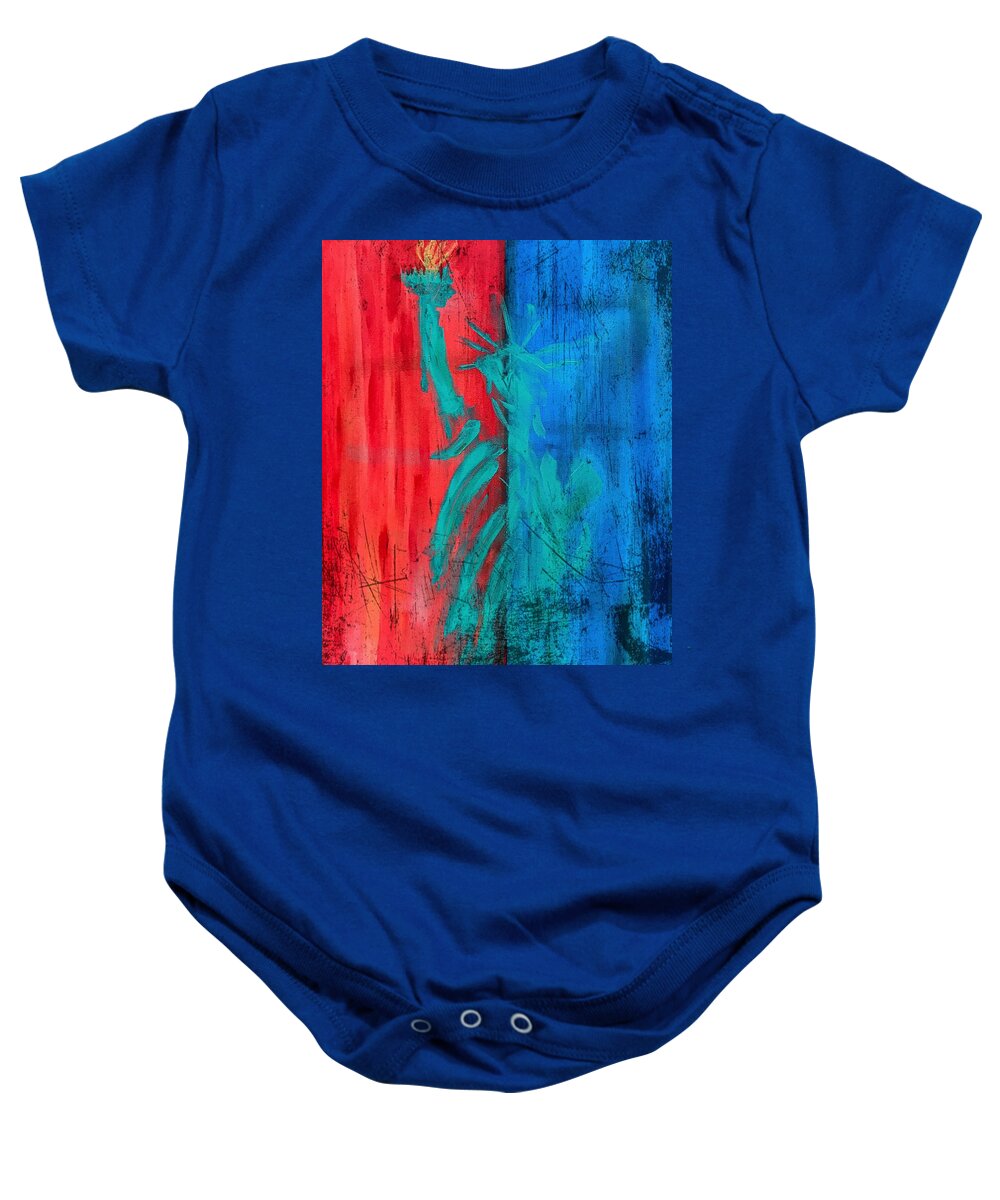 Statue Of Liberty Baby Onesie featuring the painting Lady Liberty I by Jason Nicholas