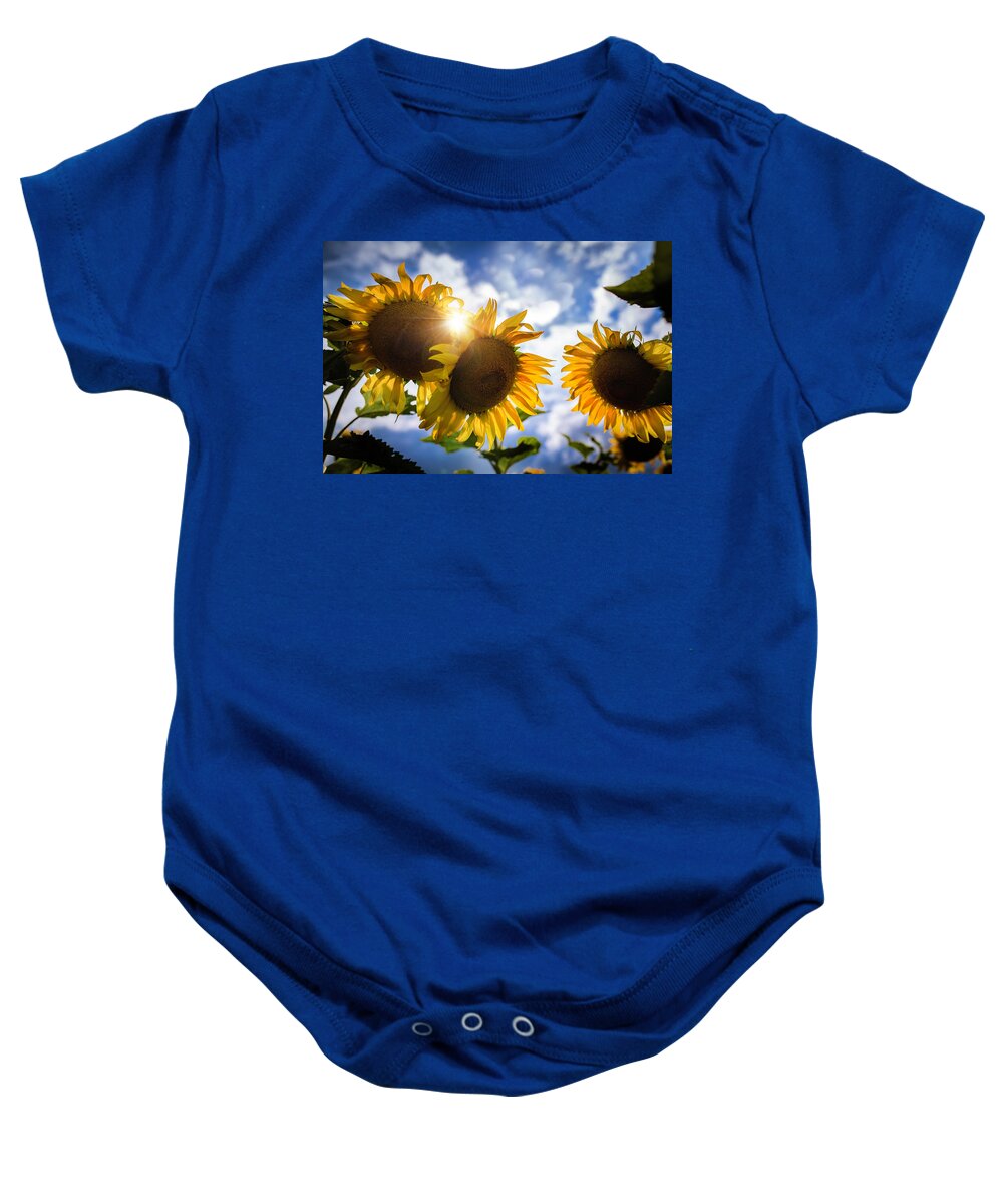 Sunflowers Baby Onesie featuring the photograph Sunflower Glory by Nicole Engstrom