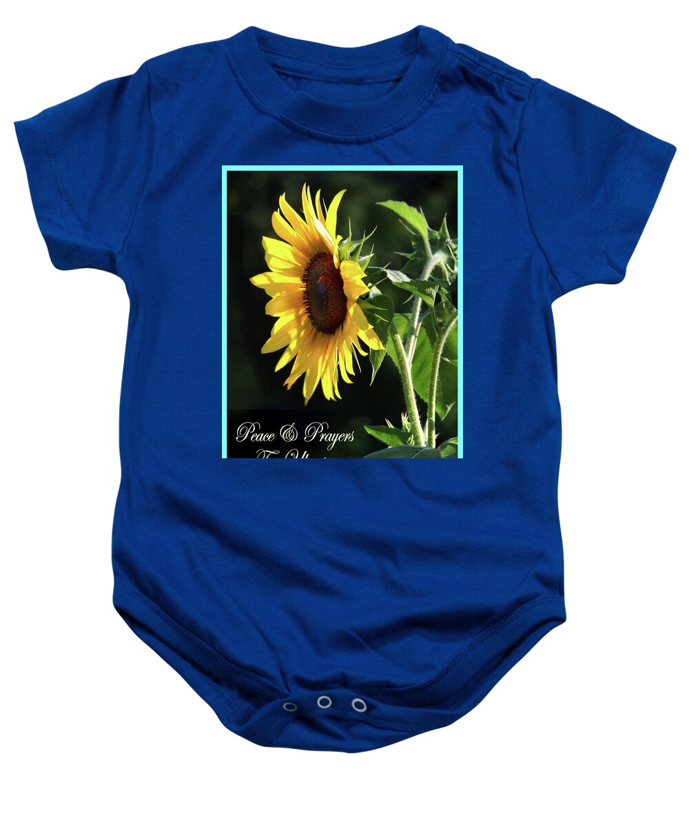 Ukraine Baby Onesie featuring the photograph Sunflower of Peace and Solidarity by Nancy Griswold