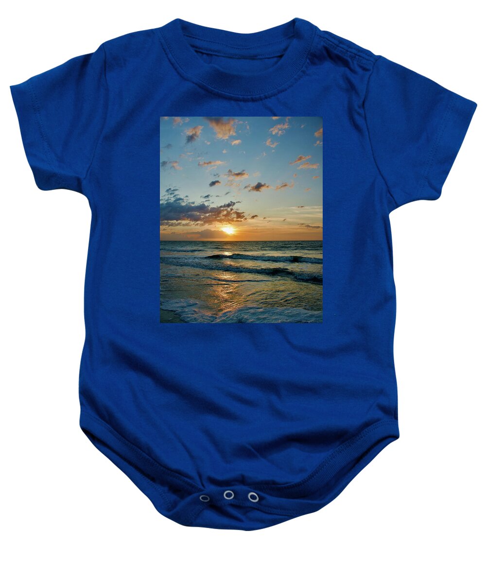 Hilton Head Island Baby Onesie featuring the photograph Sunrise Reflections On The Beach by Dennis Schmidt