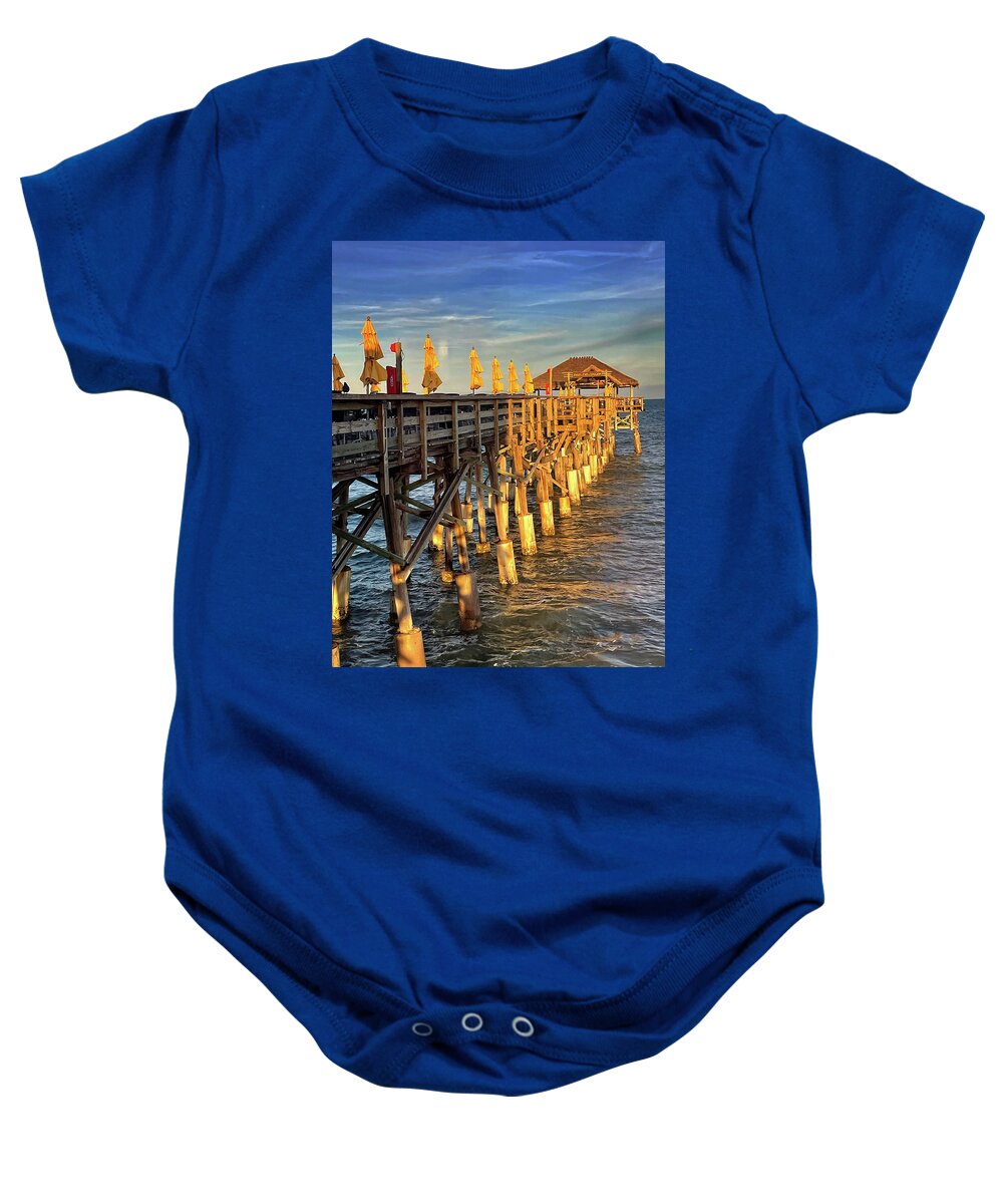 Pier Baby Onesie featuring the photograph Sunset on the Pier by George Taylor