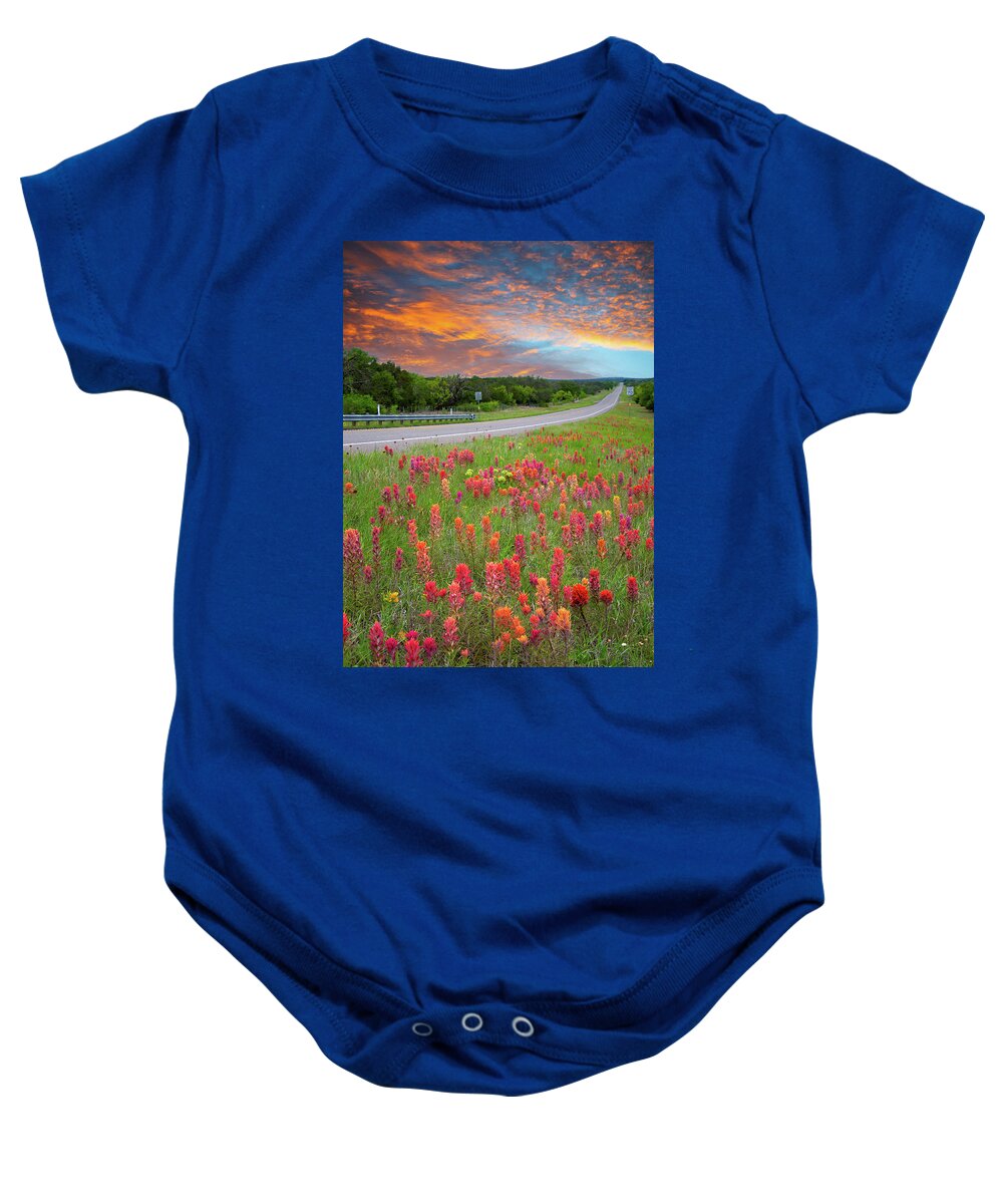 Texas Hill Country Baby Onesie featuring the photograph Texas Highways Bliss by Lynn Bauer