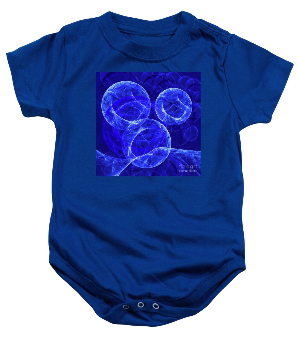 Blue Abstract Baby Onesie featuring the digital art The Blue Wave Abstract by Olga Hamilton