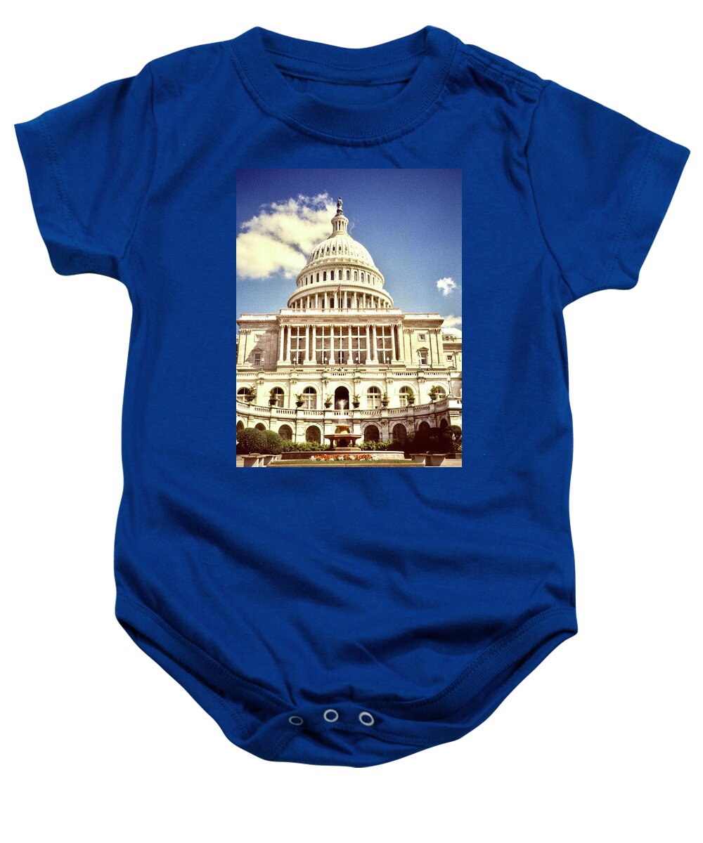 Washington Baby Onesie featuring the photograph The Capitol Building Washington DC 1984 by Gordon James