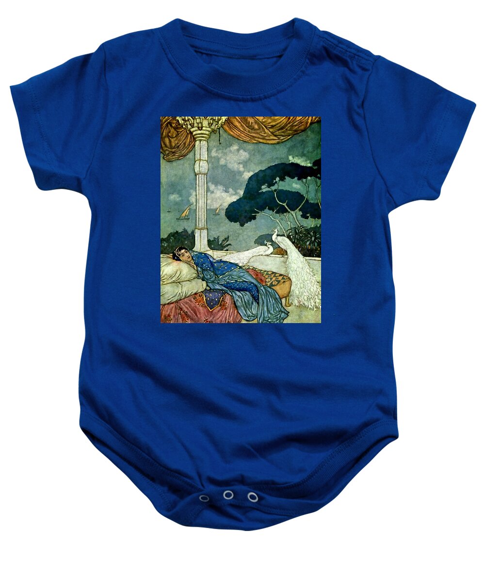 “edmund Dulac” Baby Onesie featuring the digital art Thinking of Lady Yang by Patricia Keith