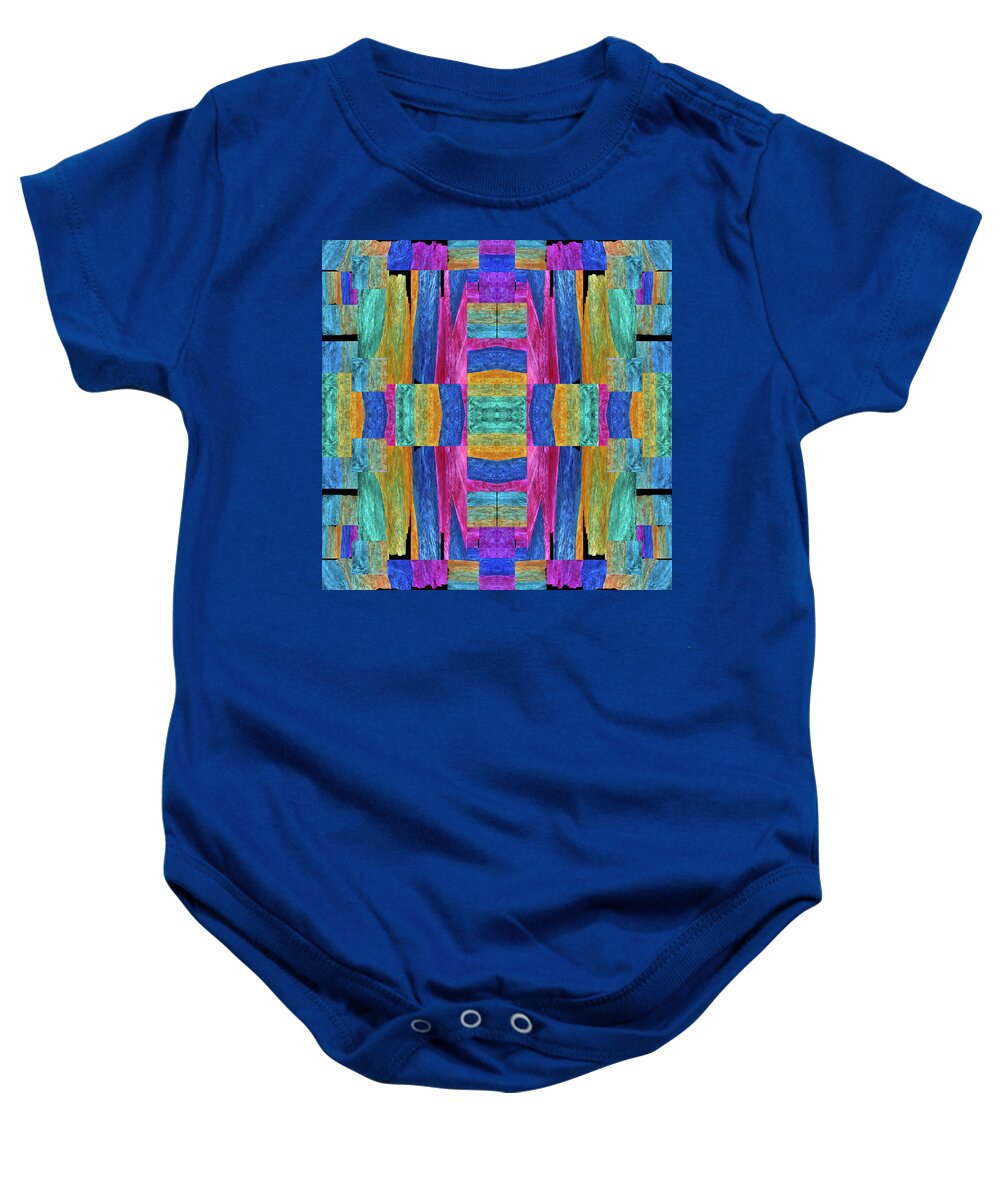 Colorful Collage Baby Onesie featuring the mixed media Tinted tissue abstract collage by Lorena Cassady