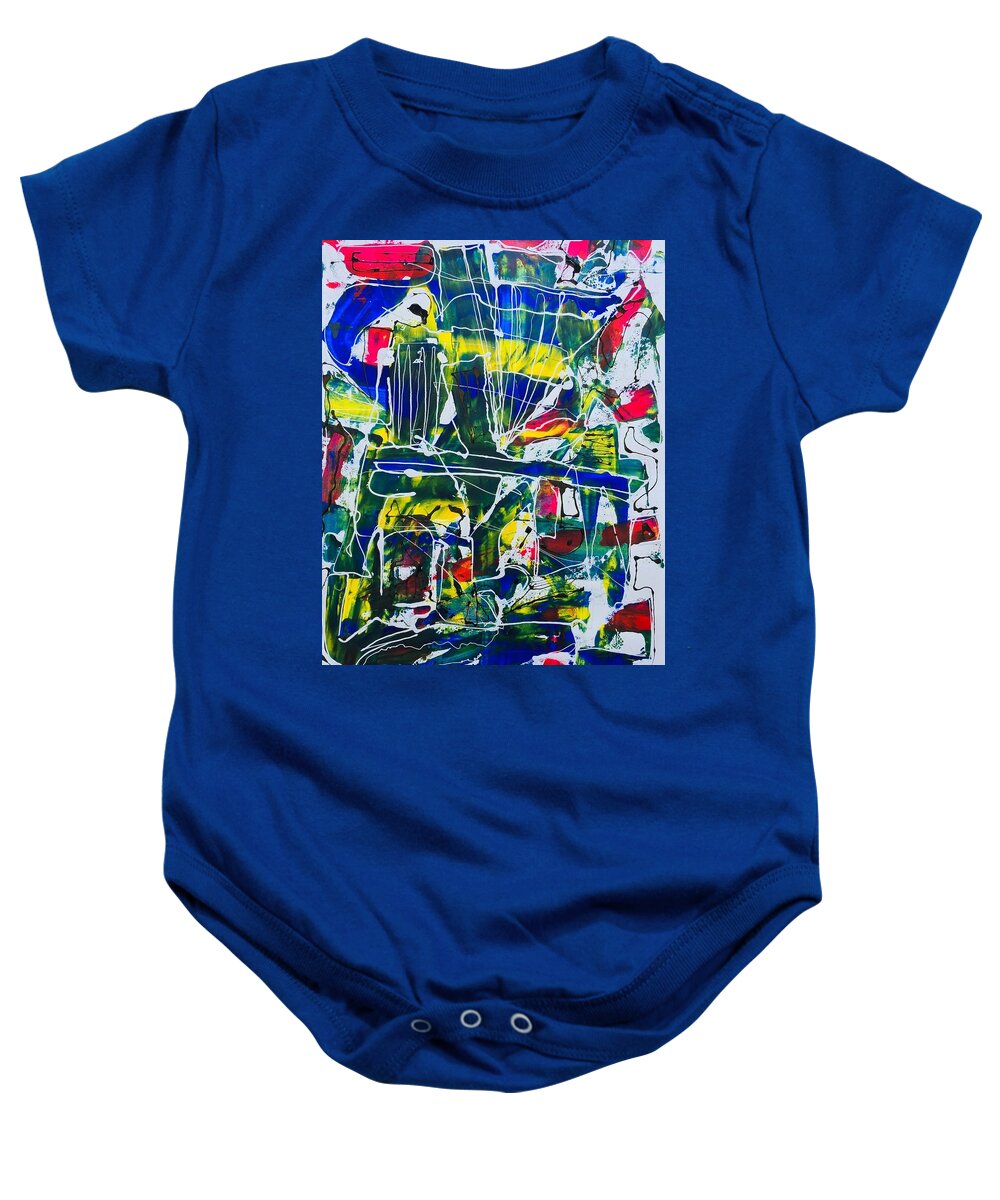 Tribute Baby Onesie featuring the painting Tribute to Sadhuguru by Cleaster Cotton