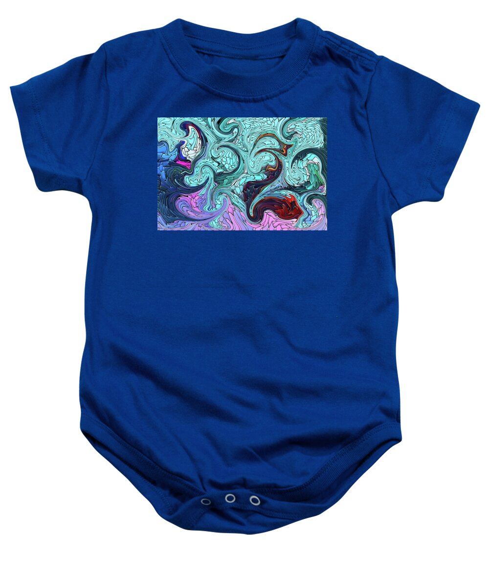 Turbulent Baby Onesie featuring the digital art Turbulence-Colorful Abstract Mosaic by Shelli Fitzpatrick