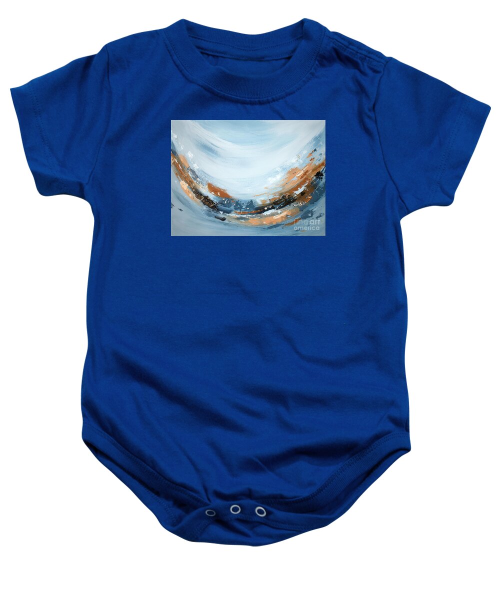 Blues Baby Onesie featuring the painting Uplift - Abstract painting by Annie Troe