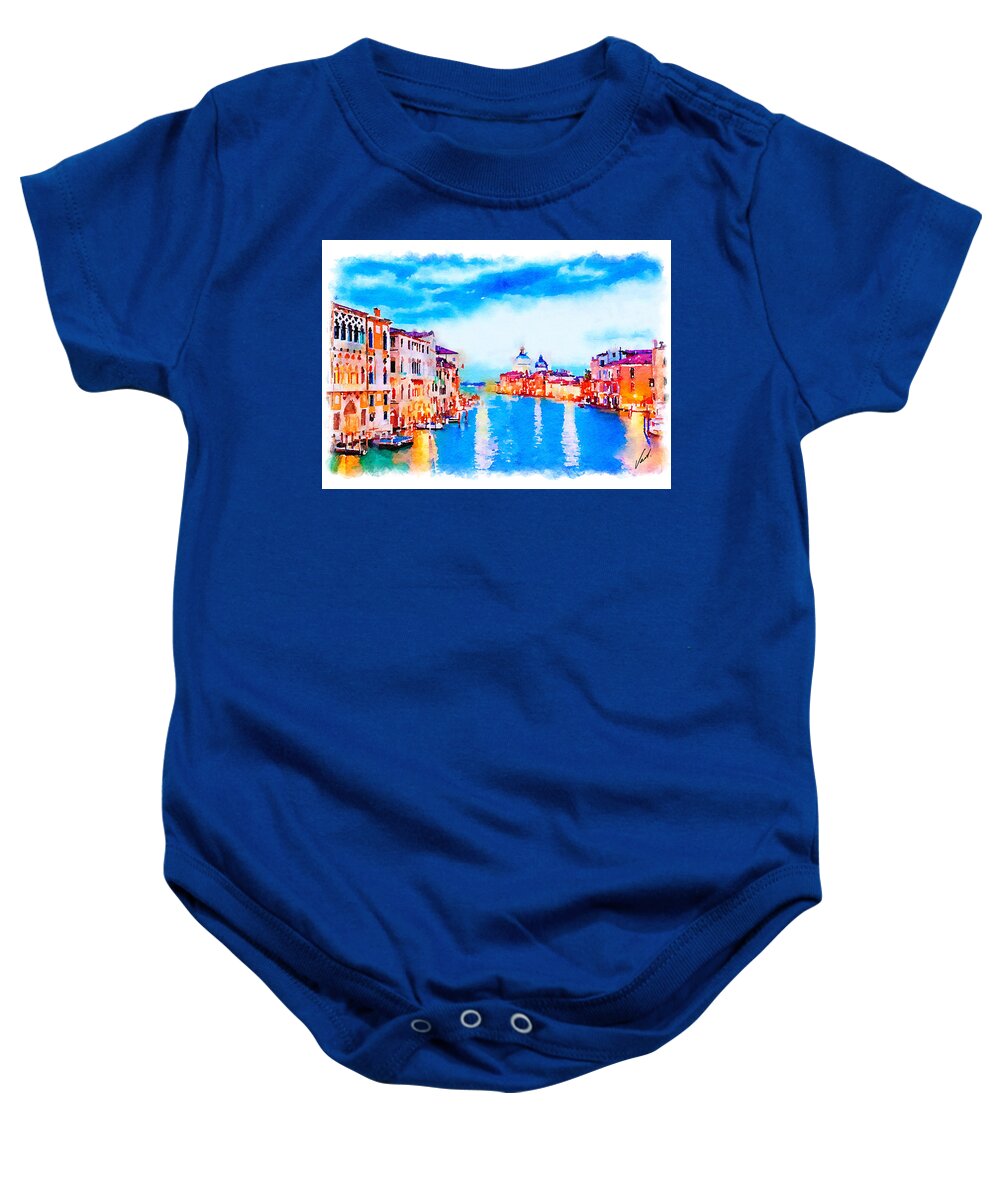 Watercolor Baby Onesie featuring the painting Watercolor Venice by Vart by Vart