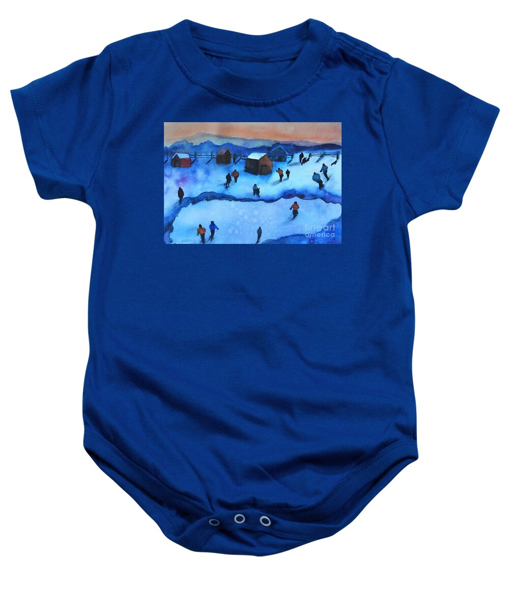 Winter Landscape Baby Onesie featuring the painting Winter in Watercolor by Eunice Miller