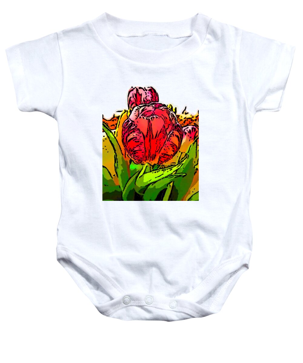 Red Baby Onesie featuring the painting Beautiful Red Rose #1 by Bruce Nutting