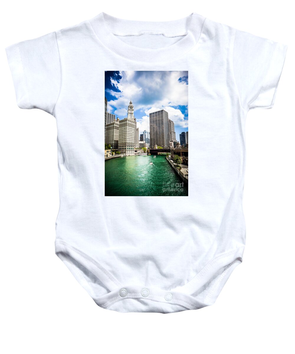 America Baby Onesie featuring the photograph Chicago Downtown at Michigan Avenue Bridge Picture #1 by Paul Velgos