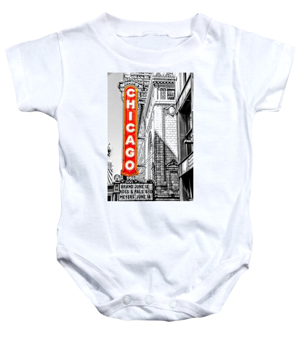 Chicago Baby Onesie featuring the photograph Chicago Theater by Will Wagner