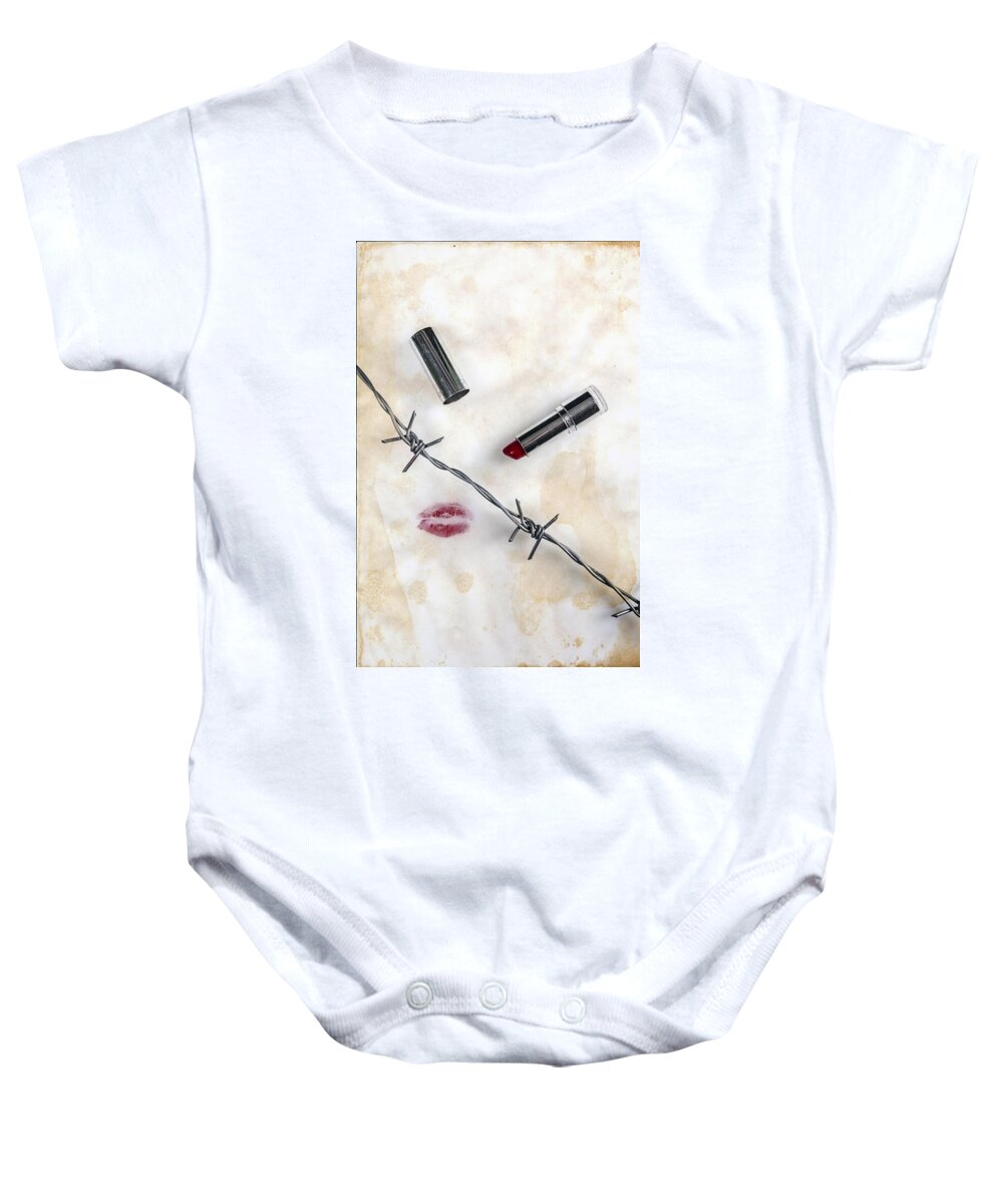 Wire Baby Onesie featuring the photograph Dangerous Kisses #1 by Joana Kruse