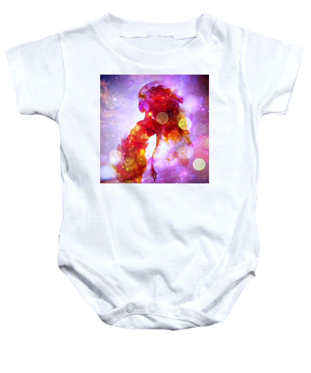 Woman Baby Onesie featuring the digital art Lady Night #1 by Lilia S