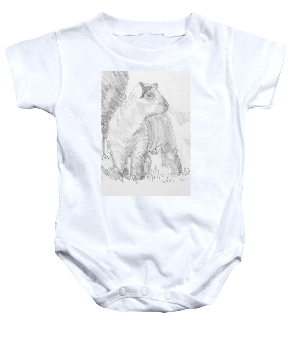 Lamb Baby Onesie featuring the drawing Lamb #1 by Mike Jory