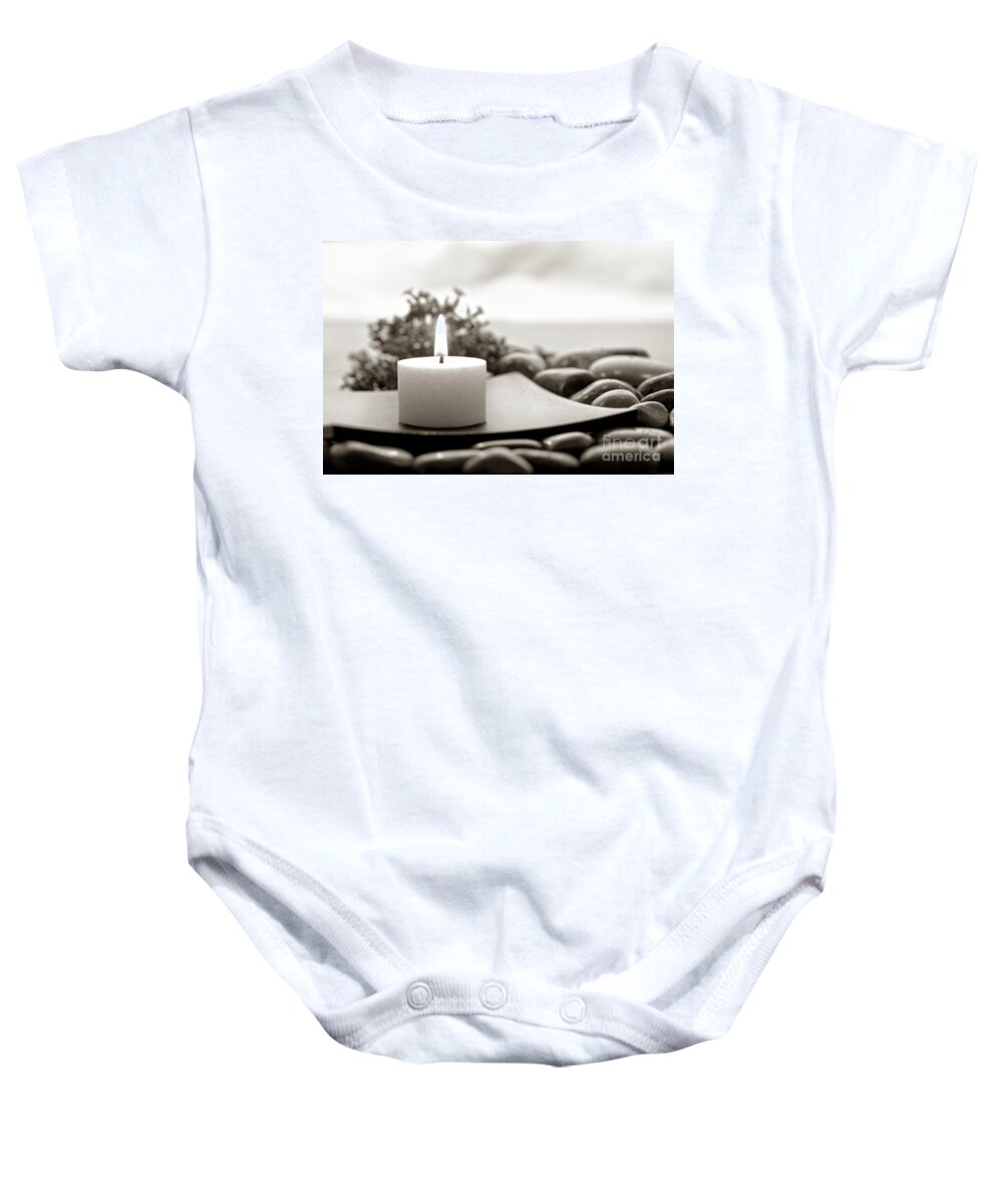 Candle Baby Onesie featuring the photograph Meditation Candle #1 by Olivier Le Queinec