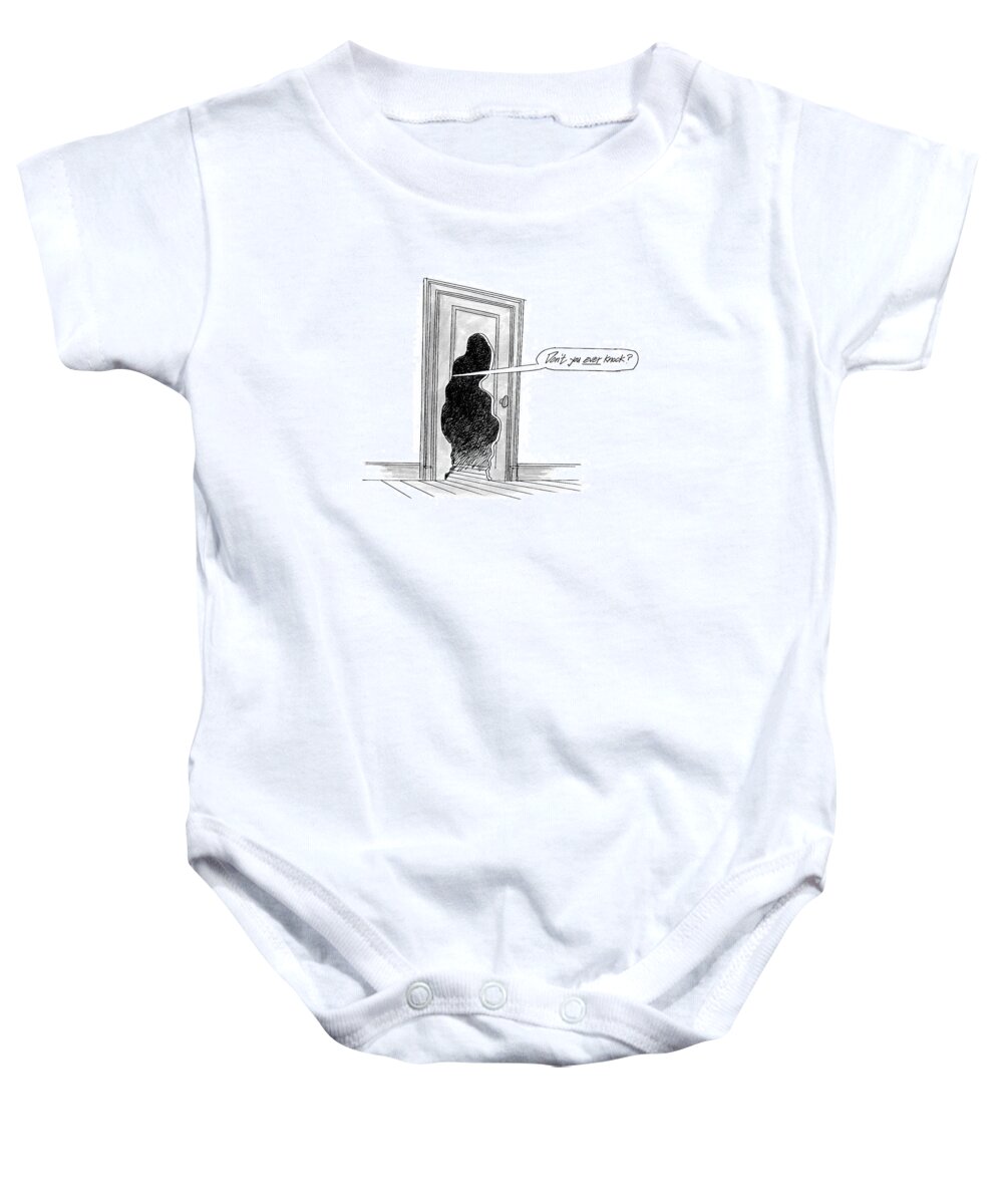 118904 Kma Kenneth Mahood ('after Magritte'
Surrealist Painter Magritte's Paintings Shown In Everyday Situations.) Baby Onesie featuring the drawing New Yorker October 12th, 1992 #1 by Kenneth Mahood