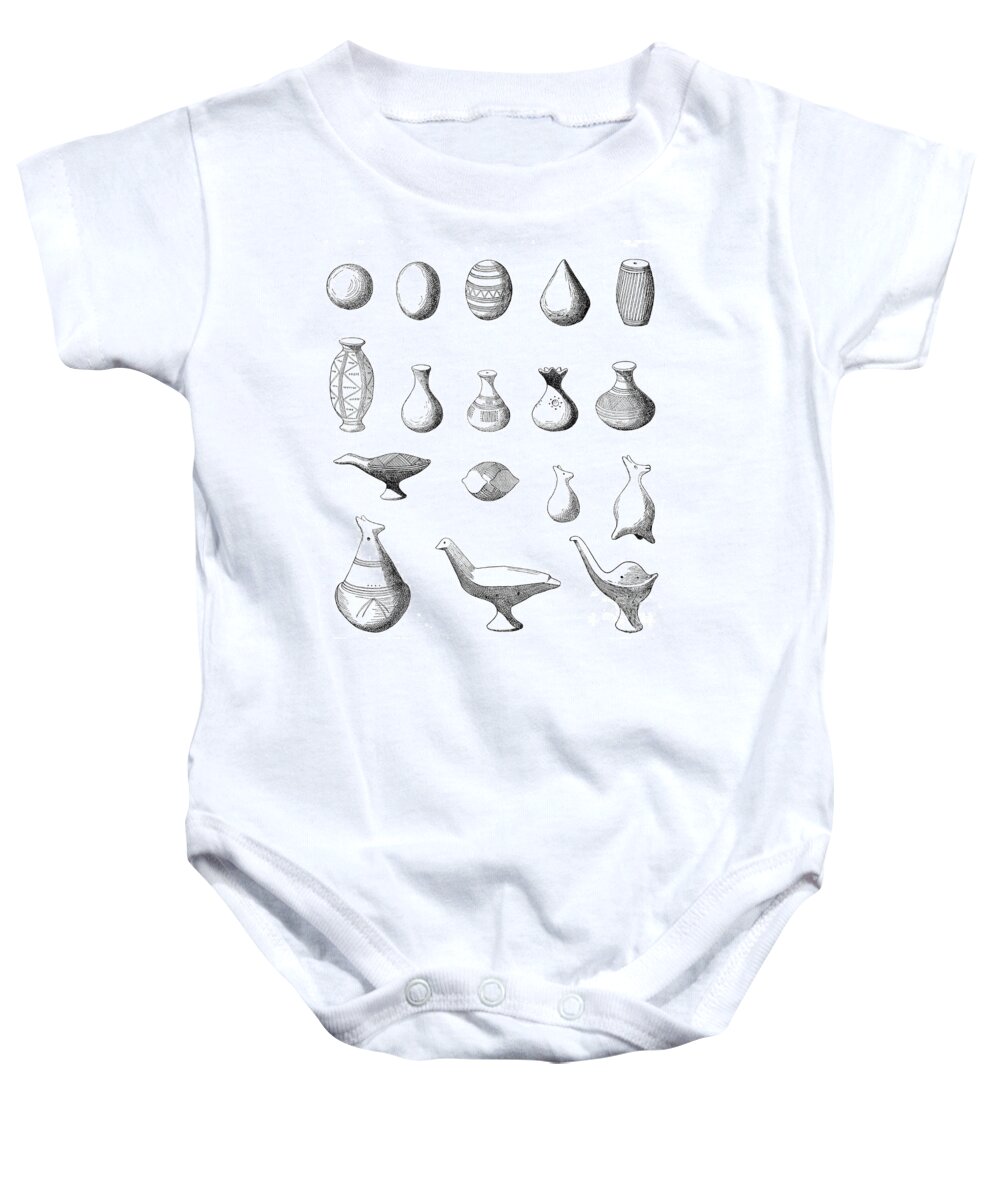 Prehistory Baby Onesie featuring the photograph Prehistoric Clay Rattles, Bronze Age #2 by Photo Researchers
