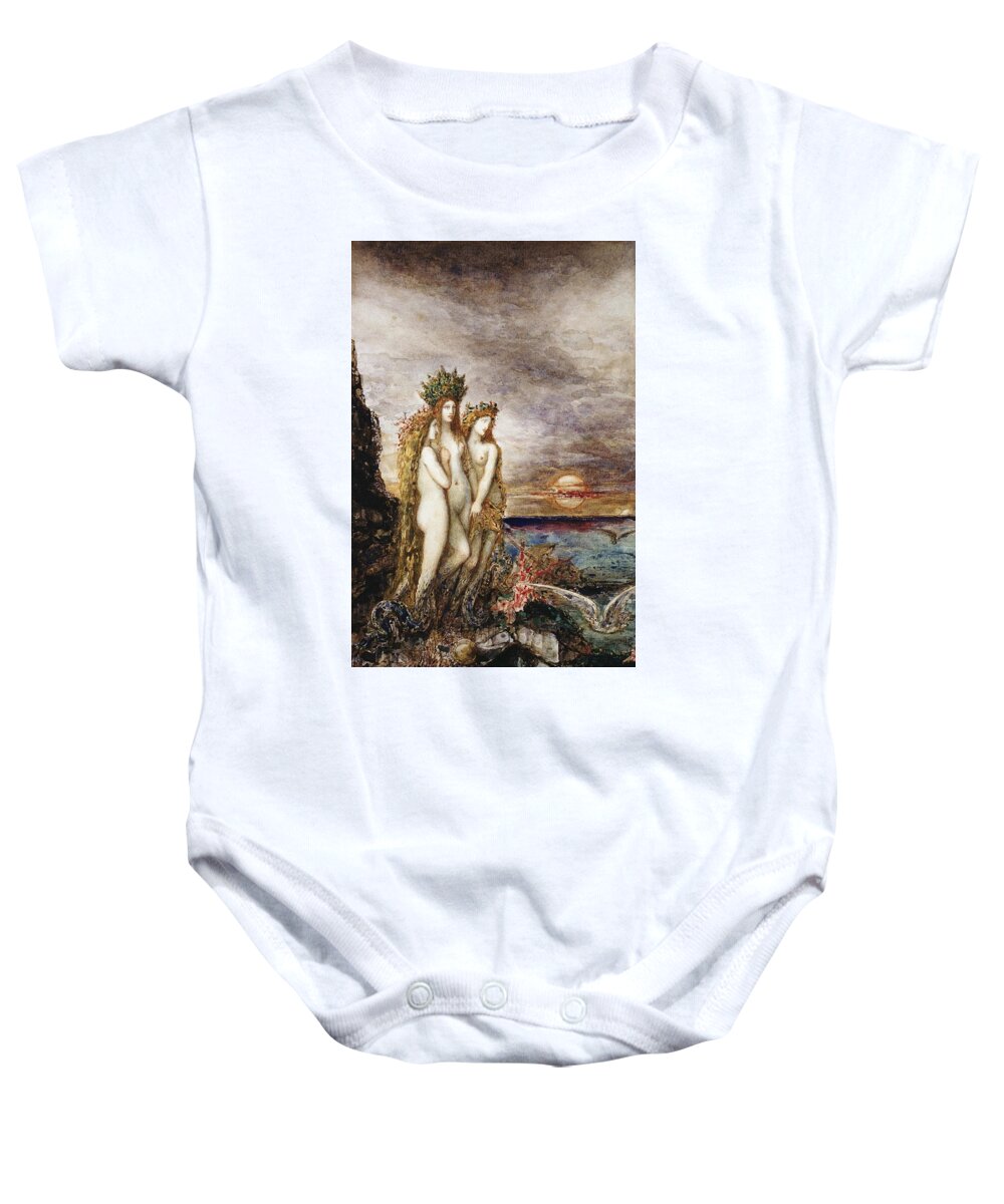 Gustave Moreau Baby Onesie featuring the drawing The Sirens #3 by Gustave Moreau