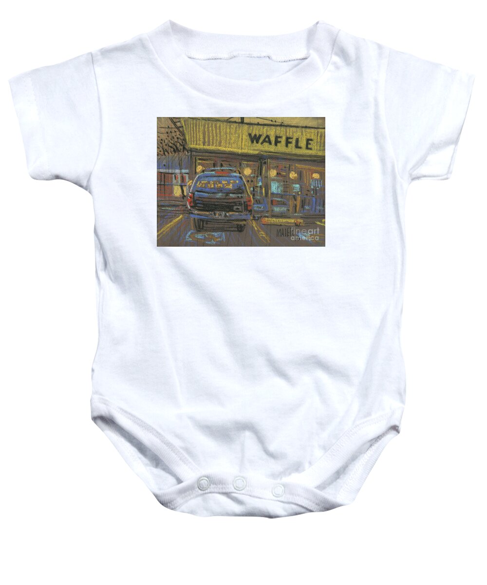 Waffle Baby Onesie featuring the painting Waffle House by Donald Maier