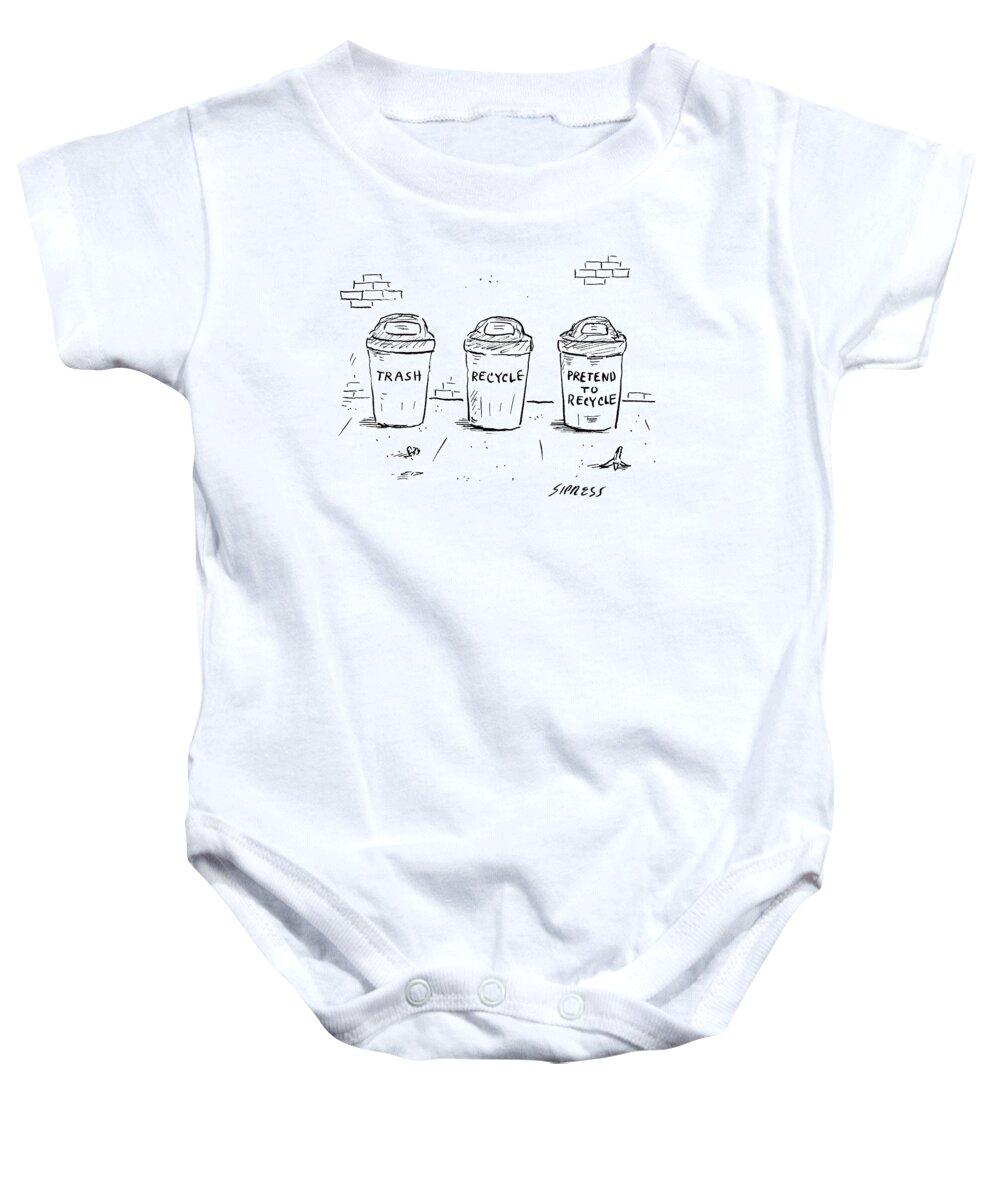 Recycle Baby Onesie featuring the drawing Captionless by David Sipress